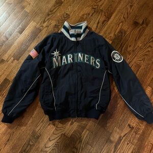 Vintage Seattle Mariners 9/11 Jacket Majestic Flag Blue Medium Fleece Lined 90s
